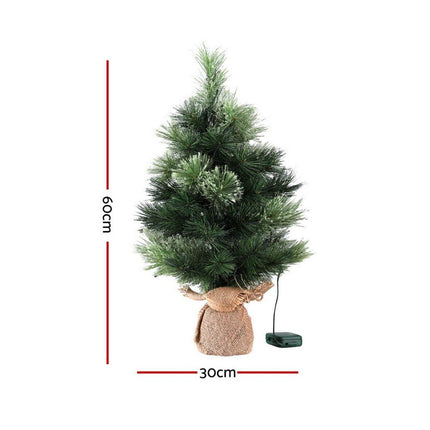 Jingle Jollys Christmas Tree 60CM Mini Tabletop 8 Light Modes Timer Xmas Tree.