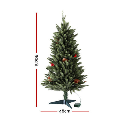 Jingle Jollys Mini Christmas Tree 90cm LED Xmas Tree Party Decorations.
