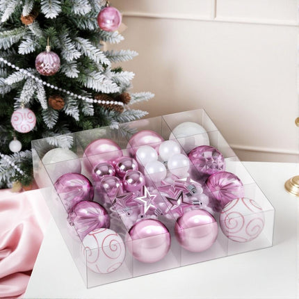 Jingle Jollys 33pcs Christmas Tree Decorations Set Baubles Ornaments Party Pink.