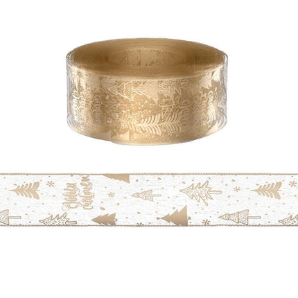 Jingle Jollys 20M Christmas Ribbon Roll Bow Printed Xmas Tree Decor Gift Gold.