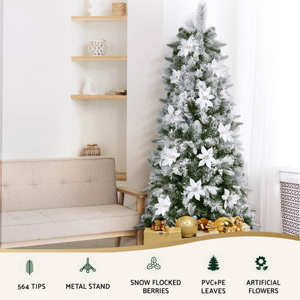Jingle Jollys Christmas Tree 1.8m Pink Xmas Tree Snowy Party Decor 810 Tips.