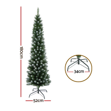 Jingle Jollys Christmas Tree 1.8m Xmas Tree Decorations Snowy 300 Tips.
