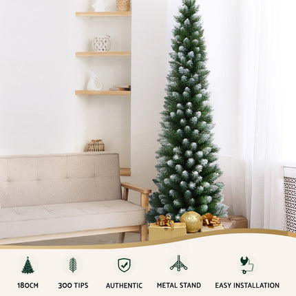 Jingle Jollys Christmas Tree 1.8m Xmas Tree Decorations Snowy 300 Tips.