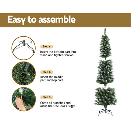 Jingle Jollys Christmas Tree 1.8m Xmas Tree Decorations Snowy 300 Tips.