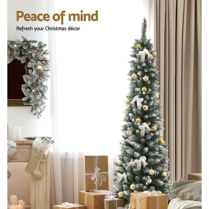 Jingle Jollys Christmas Tree 1.8m Xmas Tree Decorations Snowy 300 Tips.