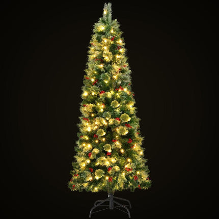 Jingle Jollys Christmas Tree 1.8M LED Xmas Tree Party Decorations Red Barries.