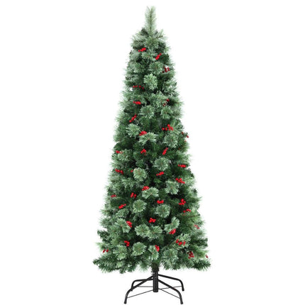 Jingle Jollys Christmas Tree 1.8M LED Xmas Tree Party Decorations Red Barries.