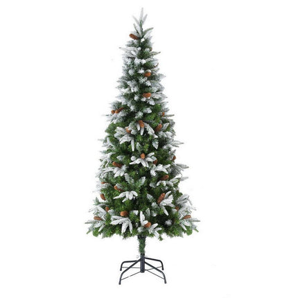 Jingle Jollys Christmas Tree 190cm Pine Cones LED Flocking Xmas Tree 680 Tips.