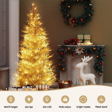 Jingle Jollys 1.8M LED Christmas Tree 8 Modes Adjustable Multi Color Light Snowy.