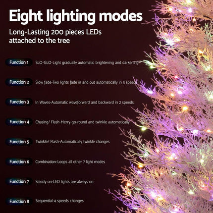 Jingle Jollys 1.8M LED Christmas Tree 8 Modes Adjustable Multi Color Light Snowy.