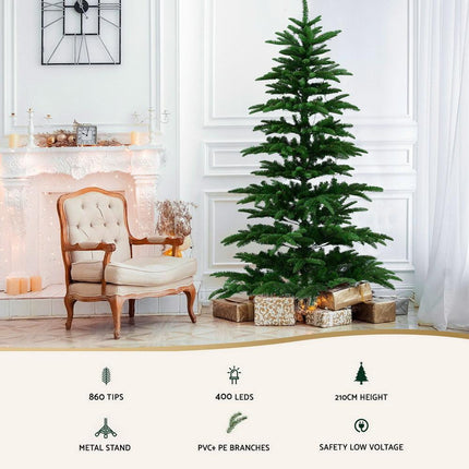 Jingle Jollys Christmas Tree 2.1M LED Sparse Xmas Tree 860 Tips Party Decoration.