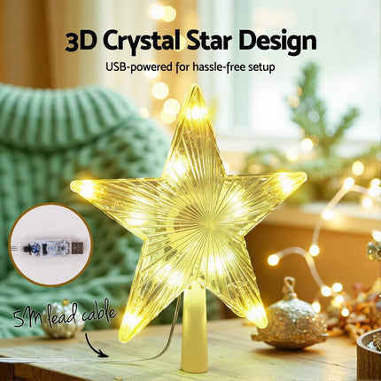 Jingle Jollys Christmas Tree Topper Star RGB LED Xmas Decor 80 Modes APP Control.