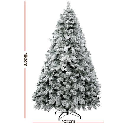 Jingle Jollys Christmas Tree 1.8m Snow Flocked Xmas Tree Decorations 468 Tips.