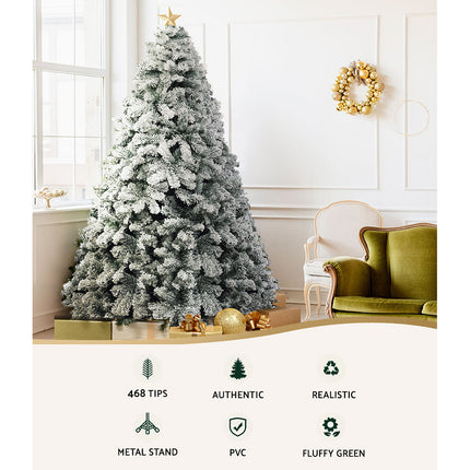 Jingle Jollys Christmas Tree 1.8m Snow Flocked Xmas Tree Decorations 468 Tips.
