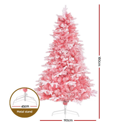 Jingle Jollys Christmas Tree 1.8m Pink Xmas Tree Snowy Party Decor 810 Tips.