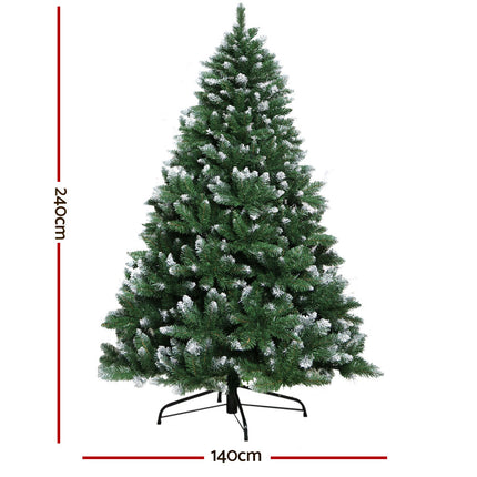 Jingle Jollys Christmas Tree 2.4m Snowy Xmas Tree Decoration 1225 Tips.