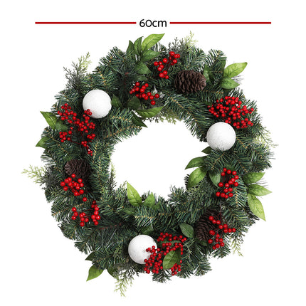 Jingle Jollys 2.7m Christmas Garland with LED Lights Snowy Decoration Xmas Party.