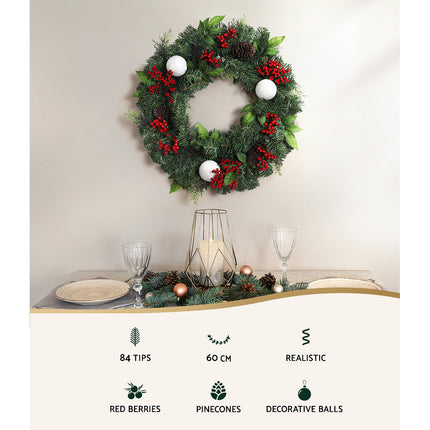 Jingle Jollys 2.7m Christmas Garland with LED Lights Snowy Decoration Xmas Party.