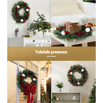 Jingle Jollys 2.7m Christmas Garland with LED Lights Snowy Decoration Xmas Party.