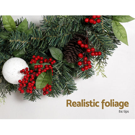 Jingle Jollys 2.7m Christmas Garland with LED Lights Snowy Decoration Xmas Party.