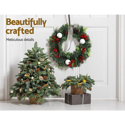Jingle Jollys 2.7m Christmas Garland with LED Lights Snowy Decoration Xmas Party.