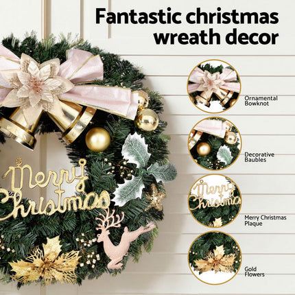 Jingle Jollys Christmas Wreath 60CM Garland Flowers Baubles Party Decorations.