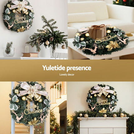 Jingle Jollys Christmas Wreath 60CM Garland Flowers Baubles Party Decorations.