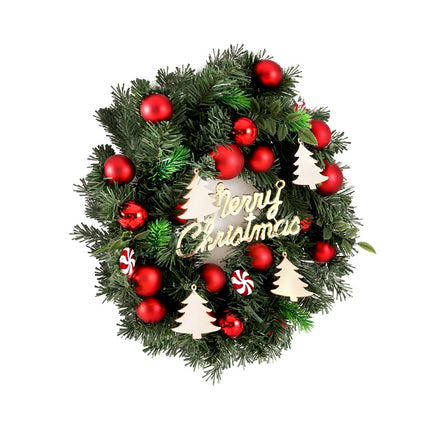 Jingle Jollys Christmas Wreath 40CM Xmas Garland Baubles Ornaments Party Decor.