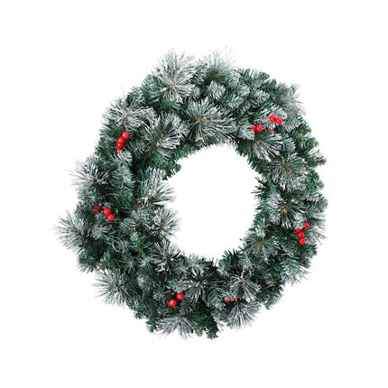 Jingle Jollys 60cm Christmas Wreath LED Lights Snowy Berries Garland Party Decor.