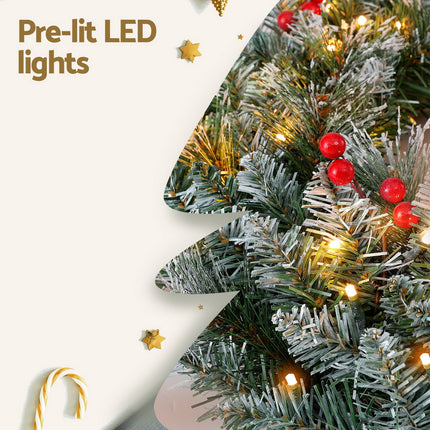 Jingle Jollys 60cm Christmas Wreath LED Lights Snowy Berries Garland Party Decor.