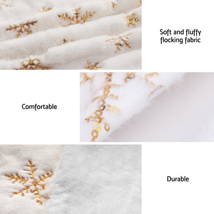 Jingle Jollys Christmas Tree Skirt 120cm Snowflake Ornaments Xmas Decorations.