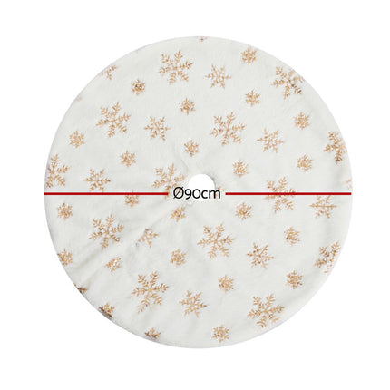 Jingle Jollys Christmas Tree Skirt 90cm Snowflake Ornaments Xmas Decorations.