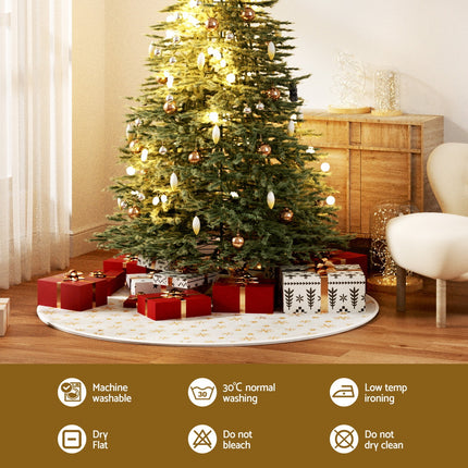 Jingle Jollys Christmas Tree Skirt 90cm Snowflake Ornaments Xmas Decorations.