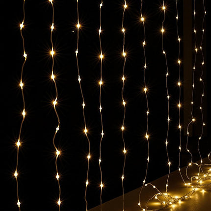 Jingle Jollys 3X3M Christmas Lights Curtain String Light 300 LED Warm White.