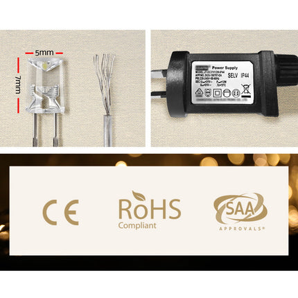 3X6M Christmas Lights Curtain Light Warm White 600 LED Jingle Jollys.