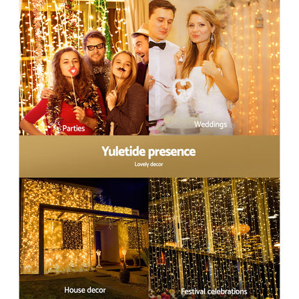 3X6M Christmas Lights Curtain Light Warm White 600 LED Jingle Jollys.