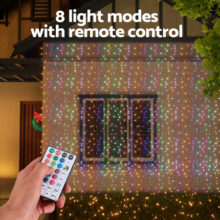 3X6M Christmas Lights Curtain Light 960 LED RGB Remote Jingle Jollys.