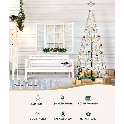 3.6M Christmas Tree LED Solar Warm Jingle Jollys.