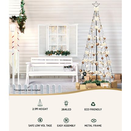 2.1M Christmas Tree LED Solar Warm Jingle Jollys.