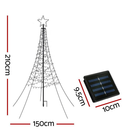 Jingle Jollys Solar Christmas Tree 2.1m 320 LED Net Lights Xmas Trees Decoration.