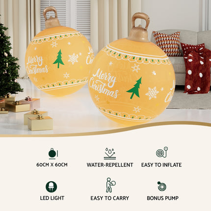 Jingle Jollys Christmas Inflatable Ball 60cm Led Illuminated Xmas Decoration.