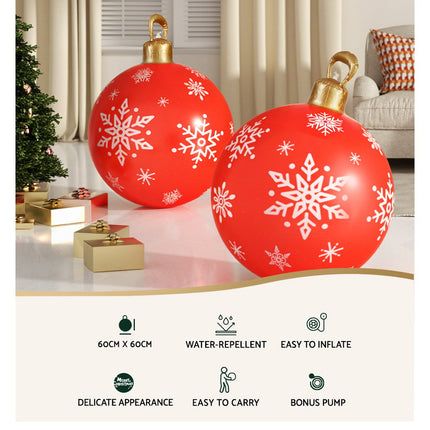 Jingle Jollys Christmas Inflatable Ball Bauble 60cm Outdoor Decoration Red.