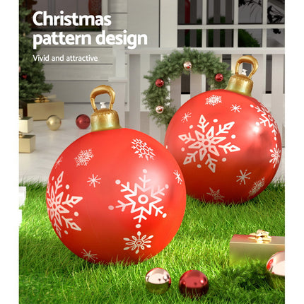 Jingle Jollys Christmas Inflatable Ball Bauble 60cm Outdoor Decoration Red.