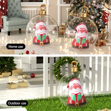 Jingle Jollys Christmas Inflatable Ball 60cm Santa Decoration Giant Bauble Clear.