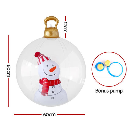 Jingle Jollys Christmas Inflatable Ball 60cm Snowman Decoration Giant Bauble.
