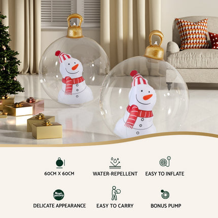 Jingle Jollys Christmas Inflatable Ball 60cm Snowman Decoration Giant Bauble.