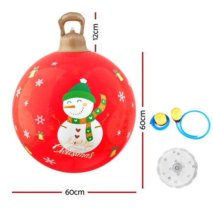 Jingle Jollys Christmas Inflatable Ball 60cm Illuminated Led Snowman Xmas Decor.