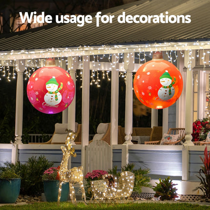 Jingle Jollys Christmas Inflatable Ball 60cm Illuminated Led Snowman Xmas Decor.