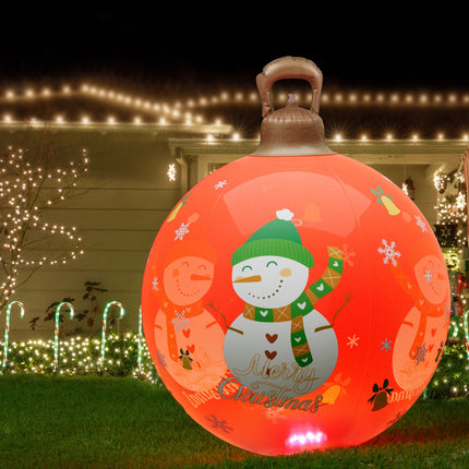 Jingle Jollys Christmas Inflatable Ball 60cm Illuminated Led Snowman Xmas Decor.