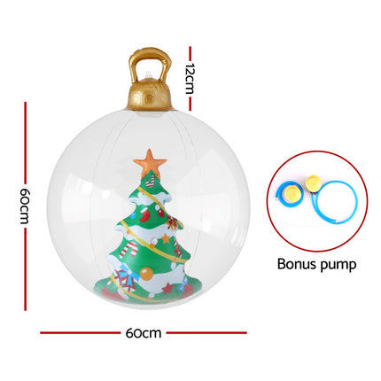 Jingle Jollys Christmas Inflatable Ball 60cm Tree Decoration Giant Bauble Clear.